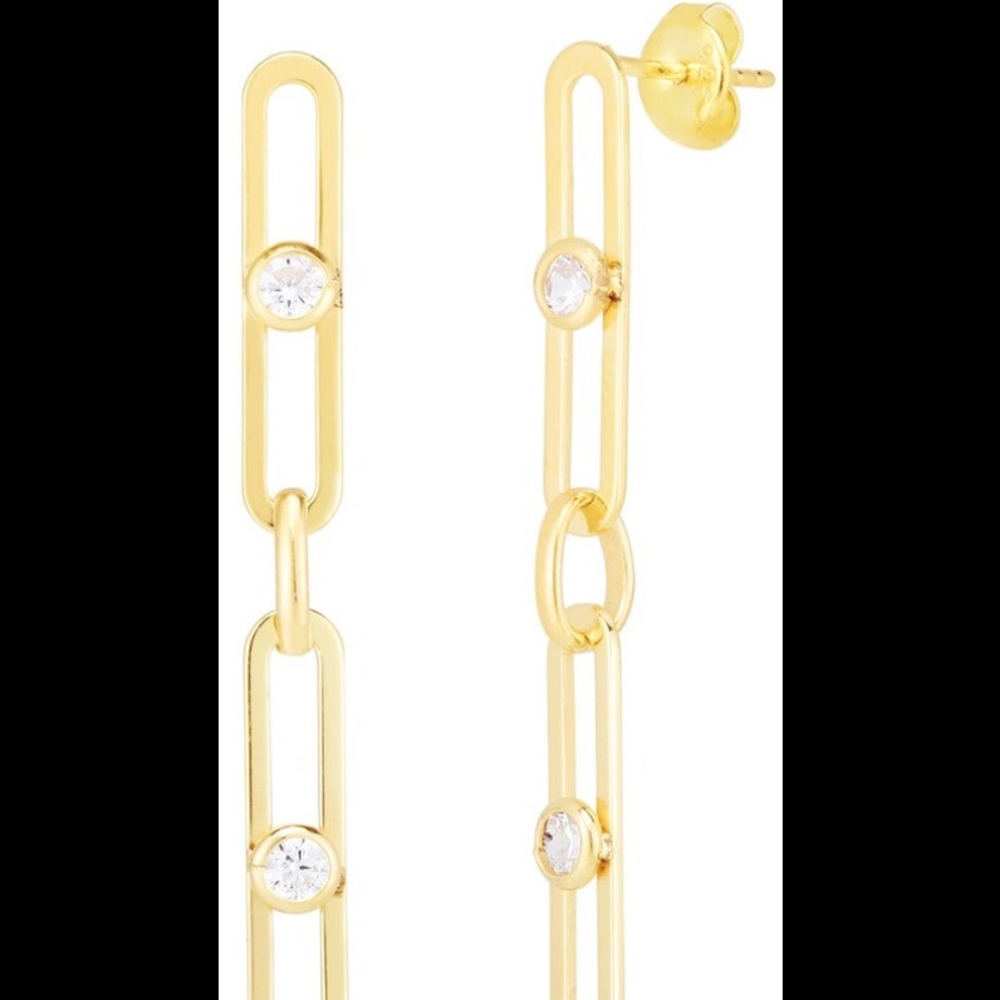 SPHERA MILANO NWT 14K Gold Vermeil CZ Link Drop Earrings